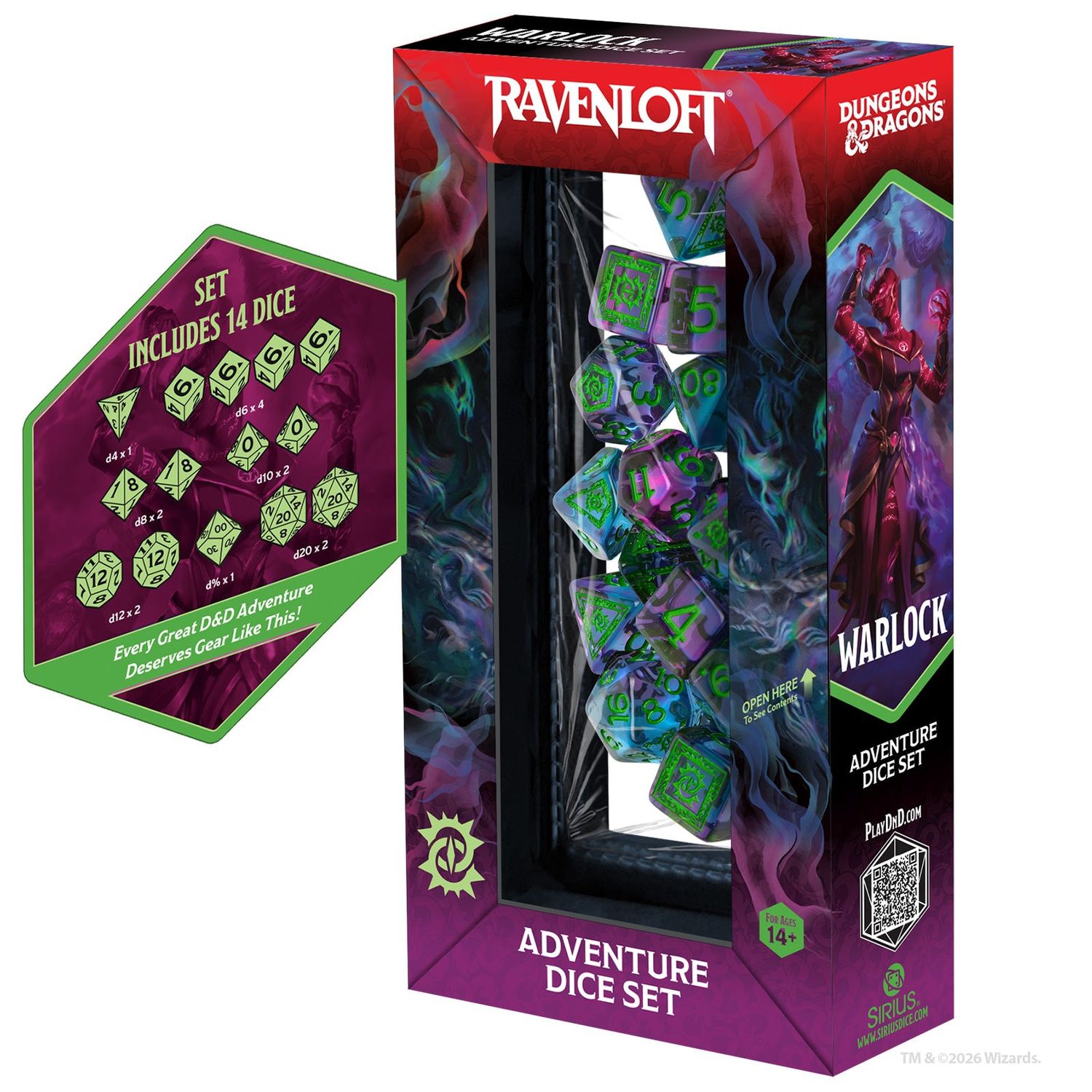 D&amp;D Adventure Dice - Warlock: Purple, Green