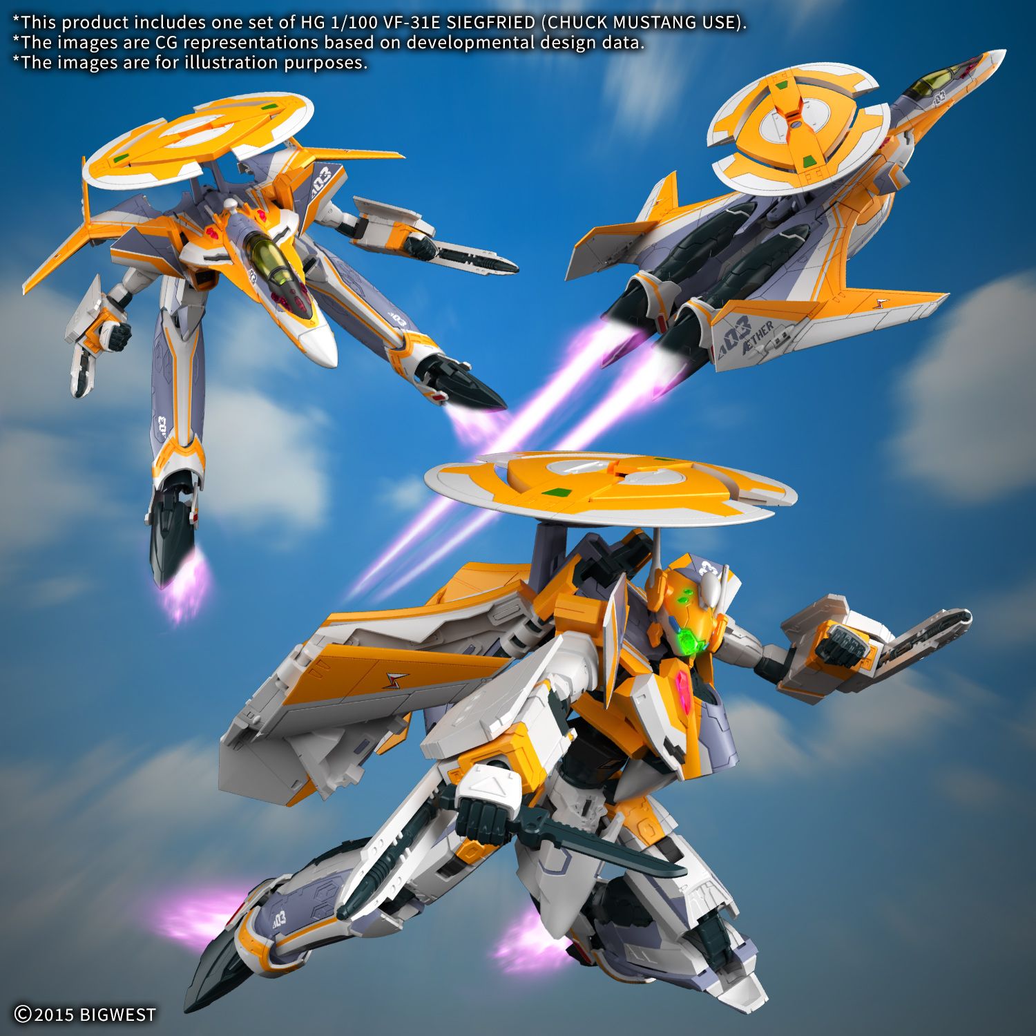 HG 1/100: VF-31E Siegfrie (Chuck Mustang Use) Gundam Model Kit