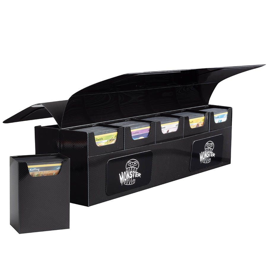 MONSTER MAGNETIC DECK BOXES: DECA 10-DECK BOX WITH REMOVABLE COMPARTMENTS: BLACK