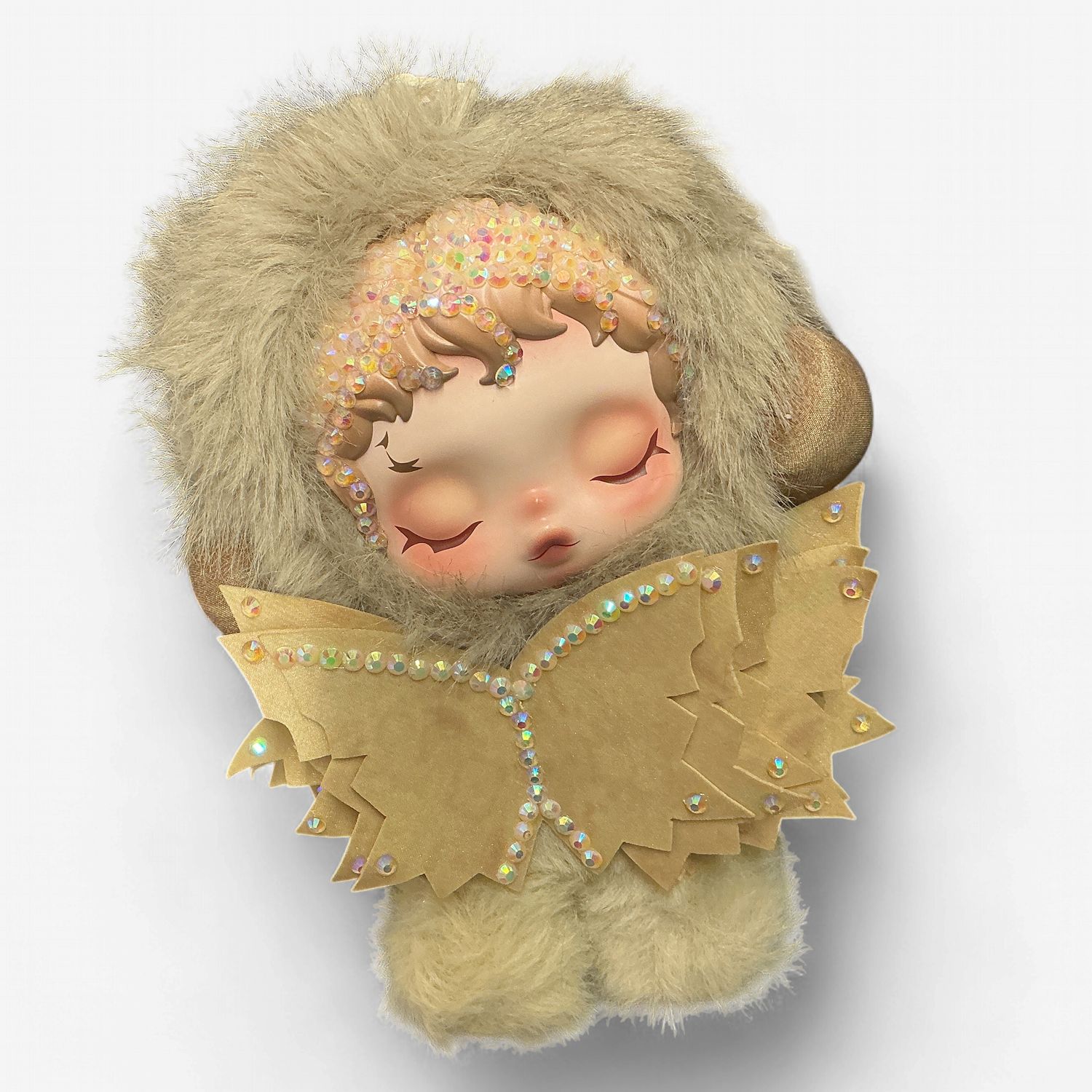 SkullPanda Custom Bedazzled Teakwood Plush Pendant