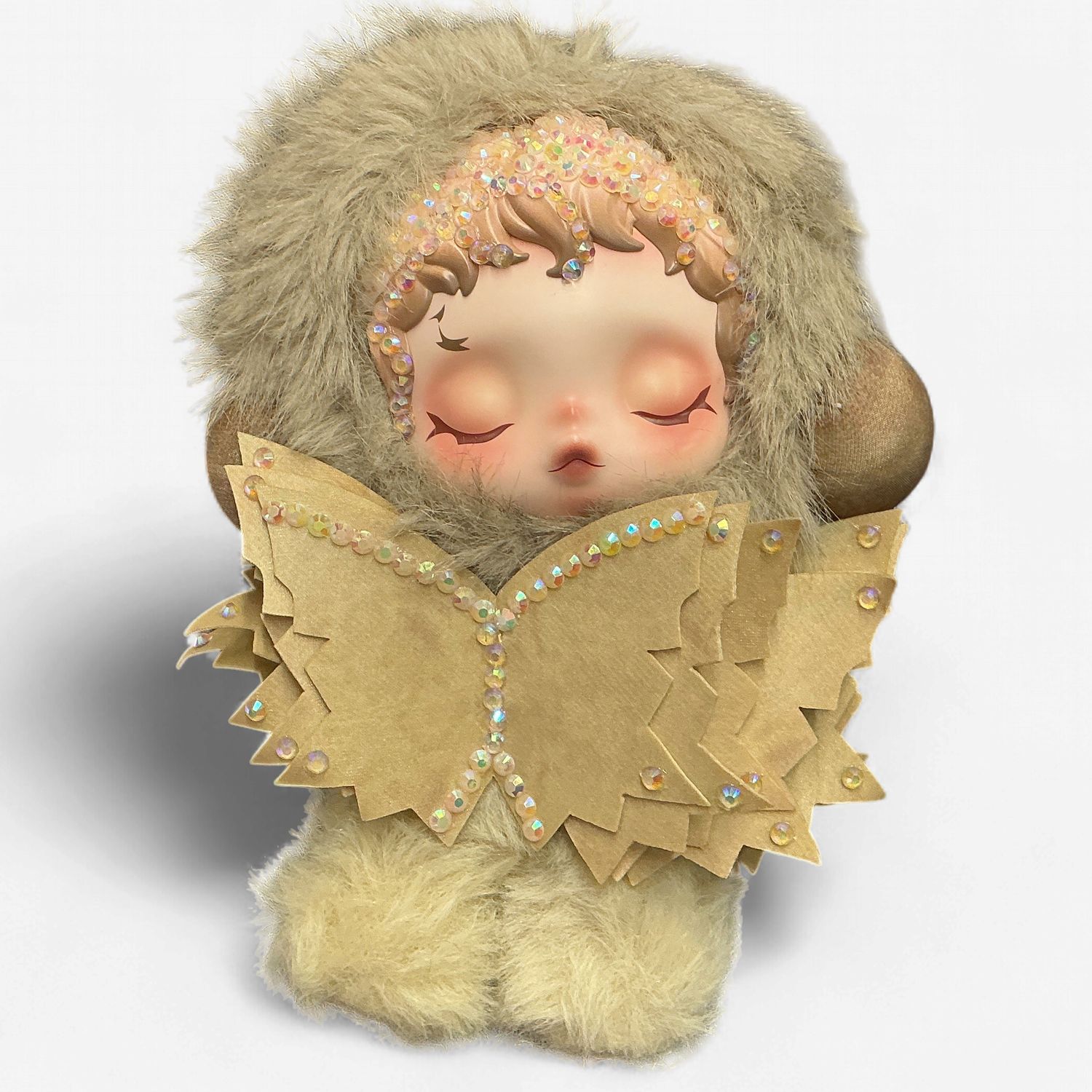SkullPanda Custom Bedazzled Teakwood Plush Pendant