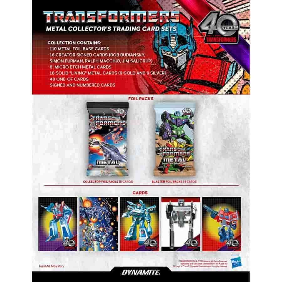 Transformers 40th Anniversary Metal Collector’s Trading Cards Blaster Box 5ct