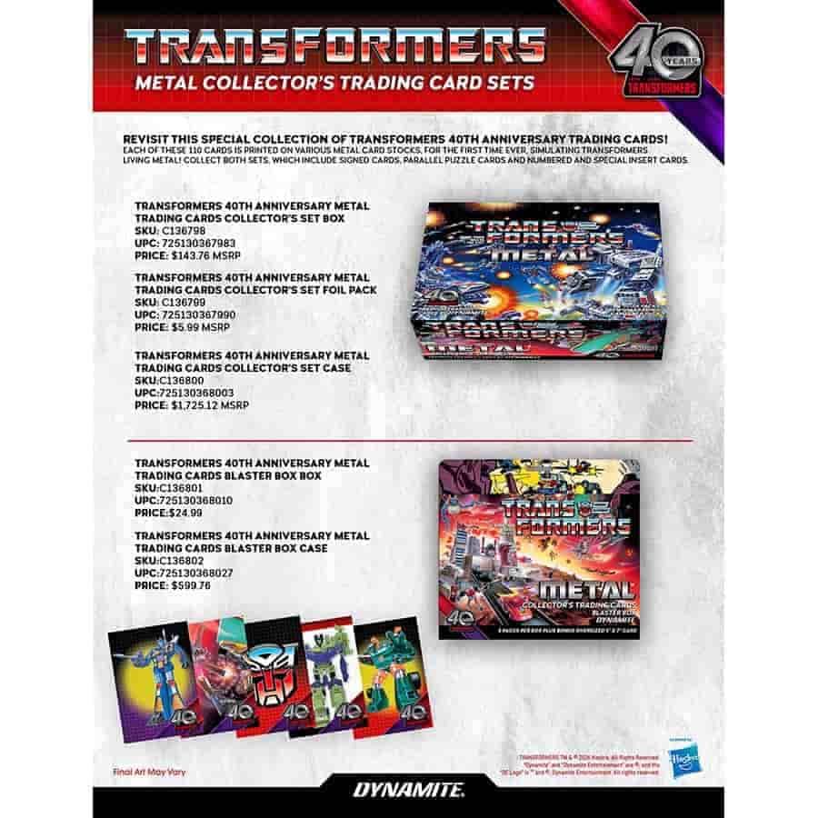 Transformers 40th Anniversary Metal Collector’s Trading Cards Blaster Box 5ct
