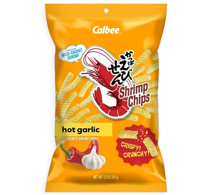 CALBEE SHRIMP CHIPS HOT GARLIC PEG BAG