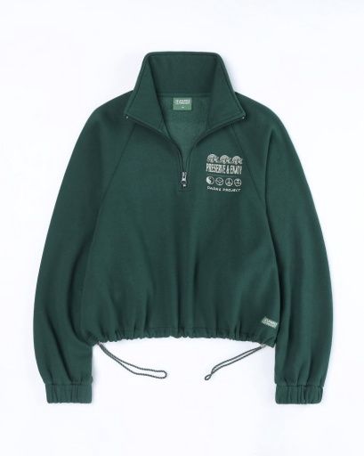 preserve &amp; enjoy quarter zip fleece, Colour: dark green, Size: Medium