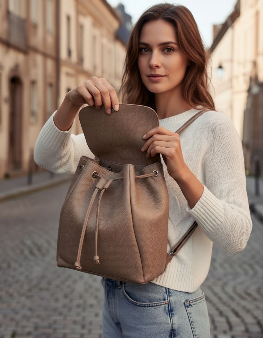 Premium Minimalistischer Rucksack in Nude