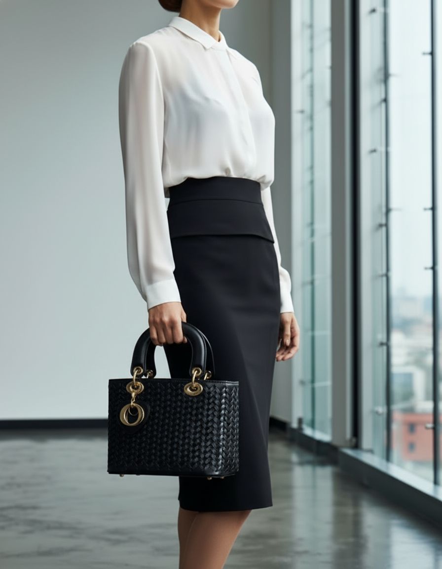 Elegance Black Weave – Premium-Handtasche