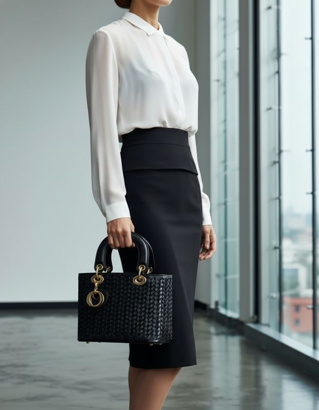 Elegance Black Weave – Premium-Handtasche