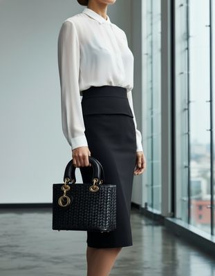 Elegance Black Weave – Premium-Handtasche