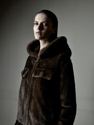 Hooded Soft-Fur Jacket in Brown – Chalet