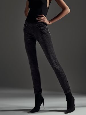 Slim-Fit Jeans mit dezentem Leopardenmuster