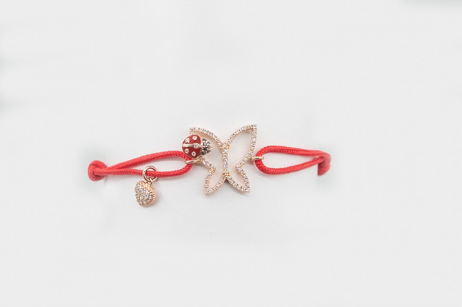 Red String  Bracelet Butterfly Diamond with Ladybug and Heart