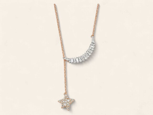 Necklace Moon &amp; Star with Diamonds