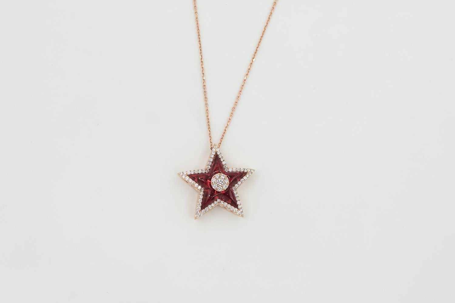 Eternal Light Red Aquamarine Star with Diamonds