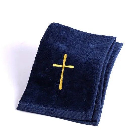 PASTOR TOWEL-CROSS NAVY COTTON