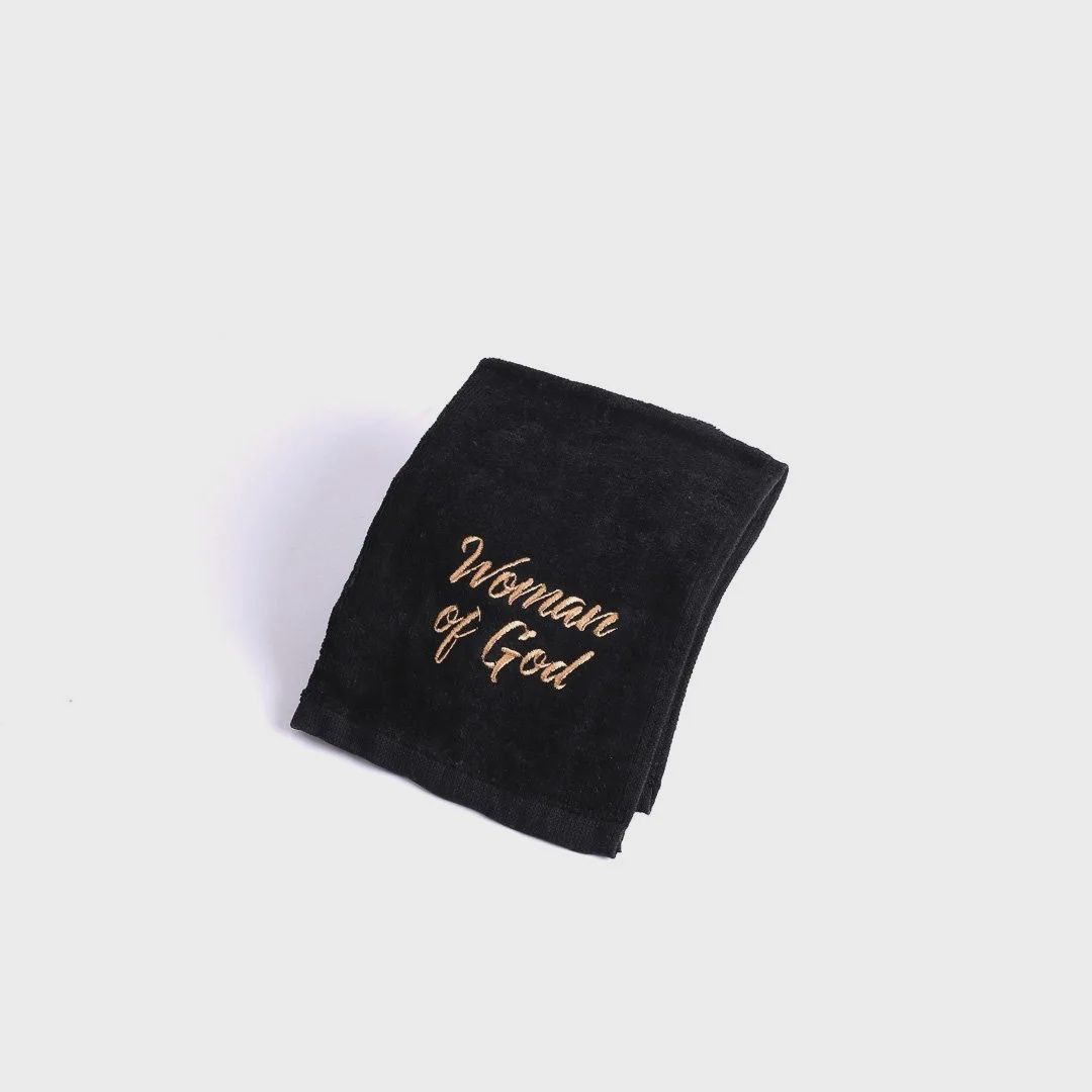 PASTOR TOWEL-WOMAN OF GOD BLACK COTTON