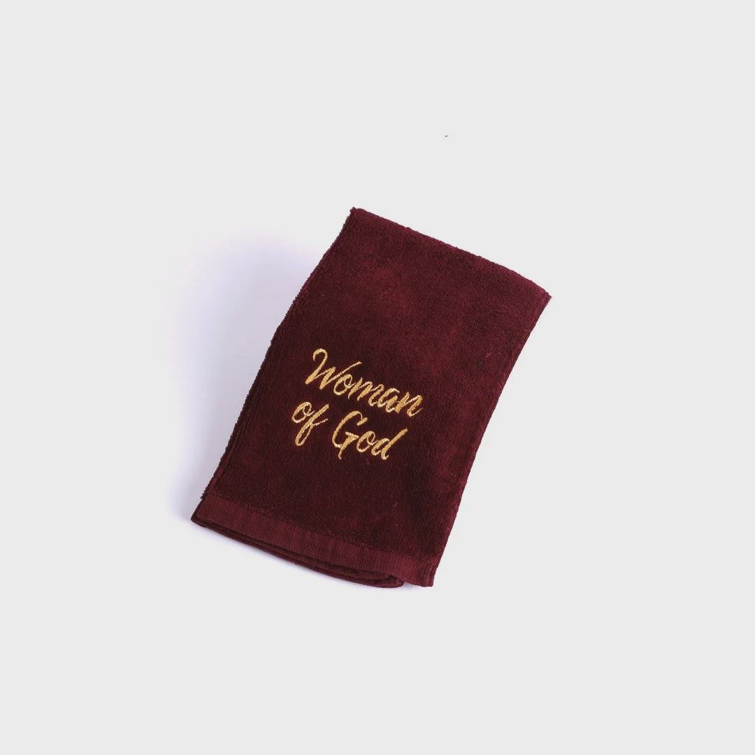 PASTOR TOWEL-WOMAN OF GOD BURGUNDY COTTON