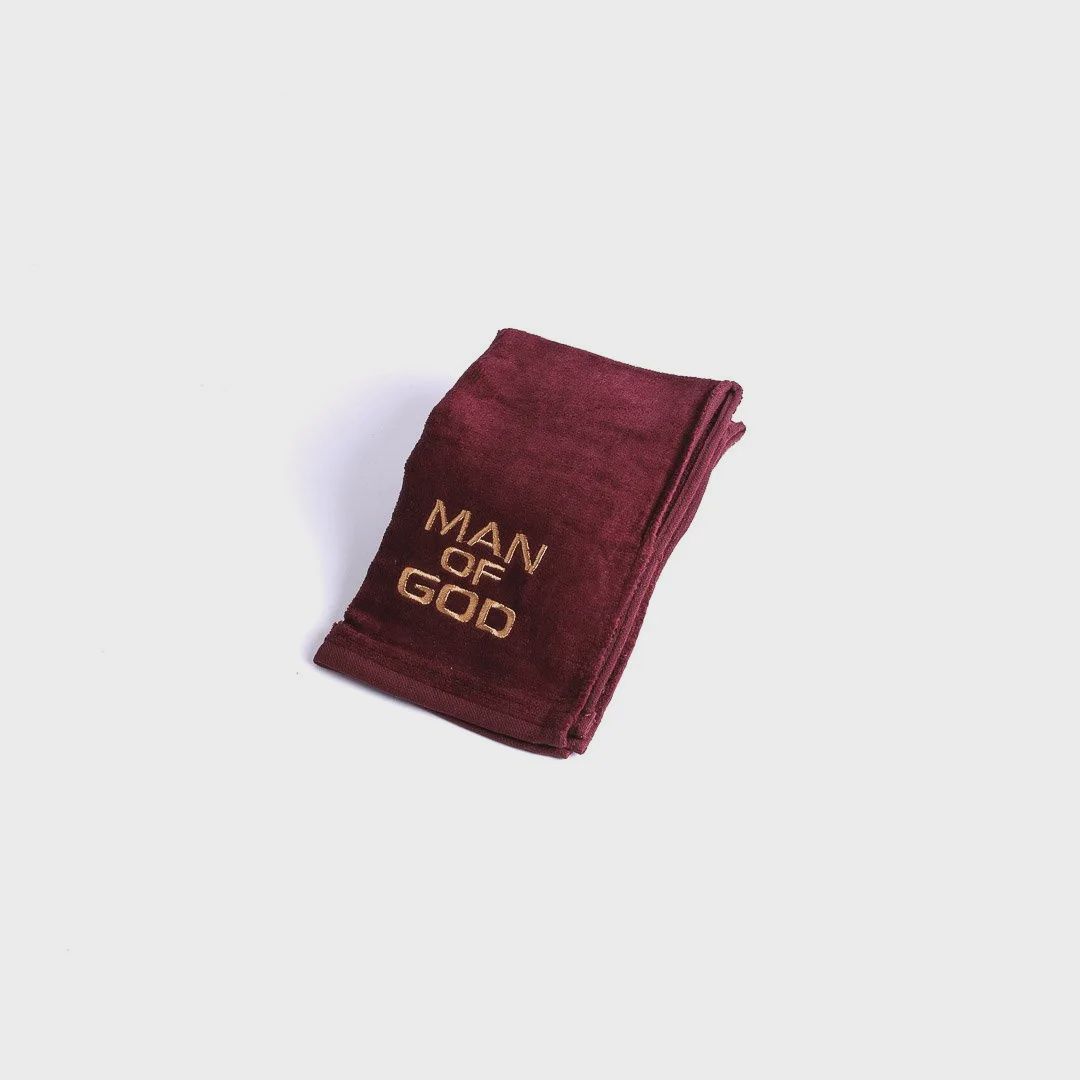 PASTOR TOWEL-MAN OF GOD BURGUNDY COTTON