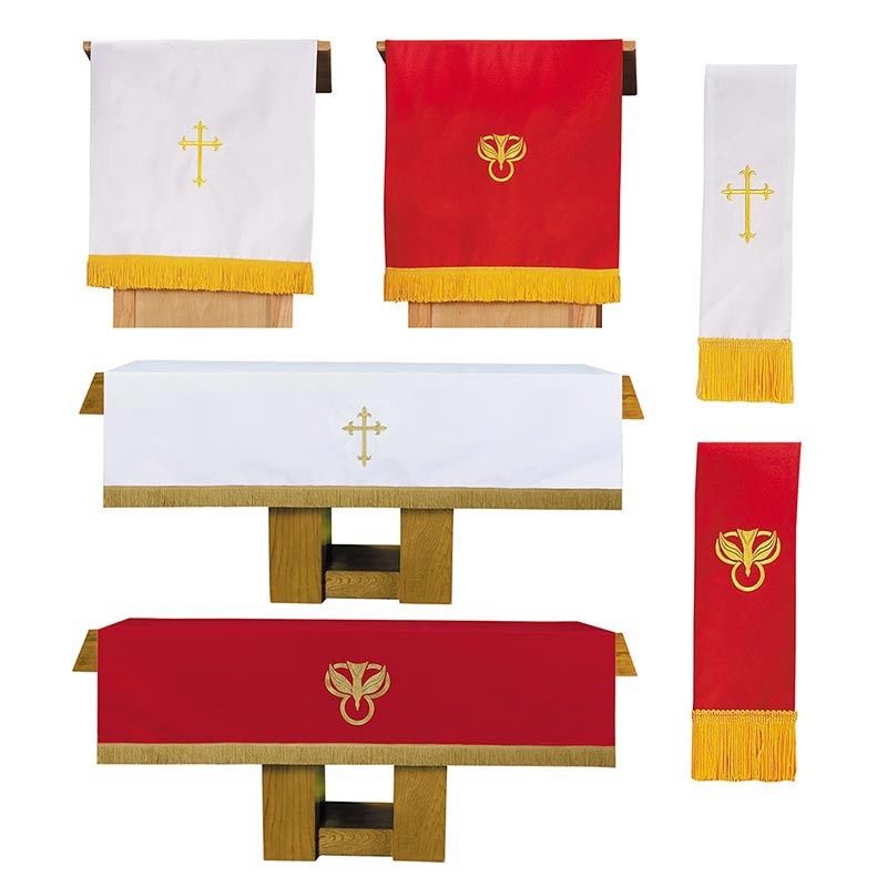 COMMUNION-3 PC PARAMENT SET REVERSIBLE RED &amp; WHITE