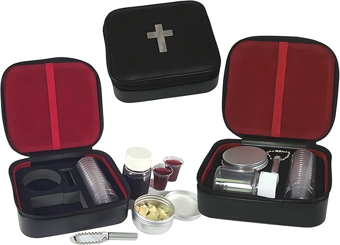 PORTABLE COMMUNION SET W/IMITATION LEATHER CASE