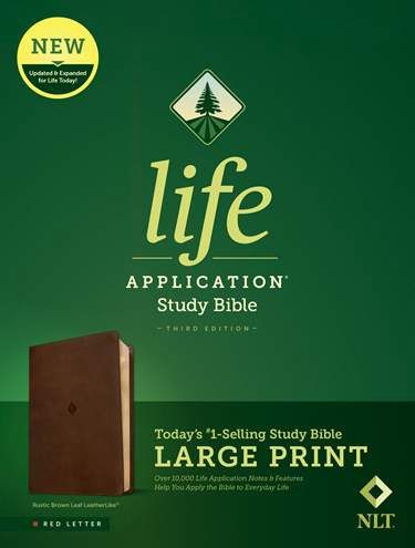 NLT RUSTIC BROWN LARGE PRINT LIFE APPLICATION 3RD EDITION RED LETTER