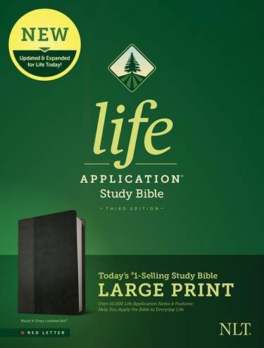 NLT BLACK ONYX LARGE PRINT LIFE APPLICATION 3RD EDITION RED LETTER