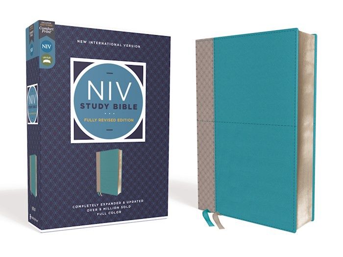 NIV STUDY BIBLE FULLY REVISED EDITION RED LETTER COMFORT PRINT TEAL/GRAY LEATHERSOFT