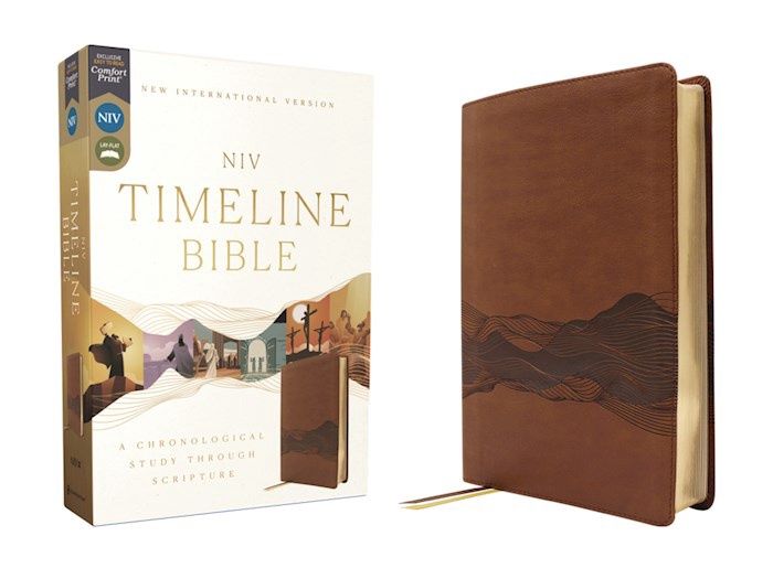 NIV TIMELINE CHRONOLOGICAL STUDY BIBLE RED LETTER COMFORT PRINT BROWN LEATHERSOFT