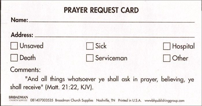 PRAYER REQUEST CARD