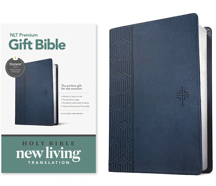 NLT PREMIUM FILAMENT GIFT BIBLE BLUE CROSS LEATHERLIKE