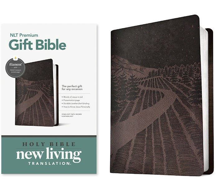 NLT PREMIUM FILAMENT GIFT BIBLE STARLIGHT PATH BROWN LEATHERLIKE