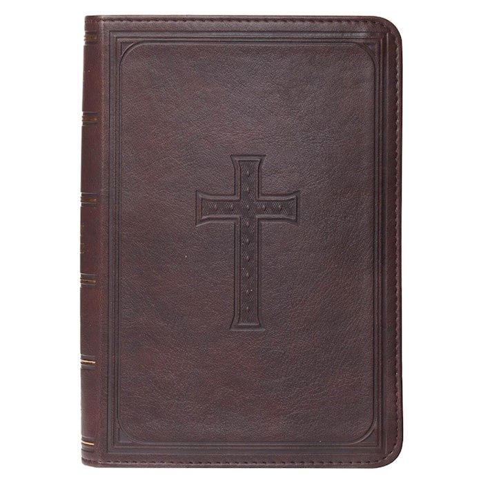 KJV LARGE PRINT COMPACT BIBLE DARK BROWN FAUX LEATHER