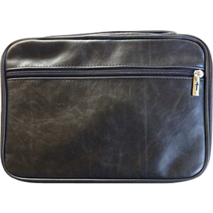 DISTRESSED LEATHER LOOK BLACK BIBLE COVER XXL