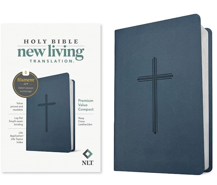NLT PREMIUM FILAMENT COMPACT VALUE BIBLE NAVY CROSS LEATHERLIKE