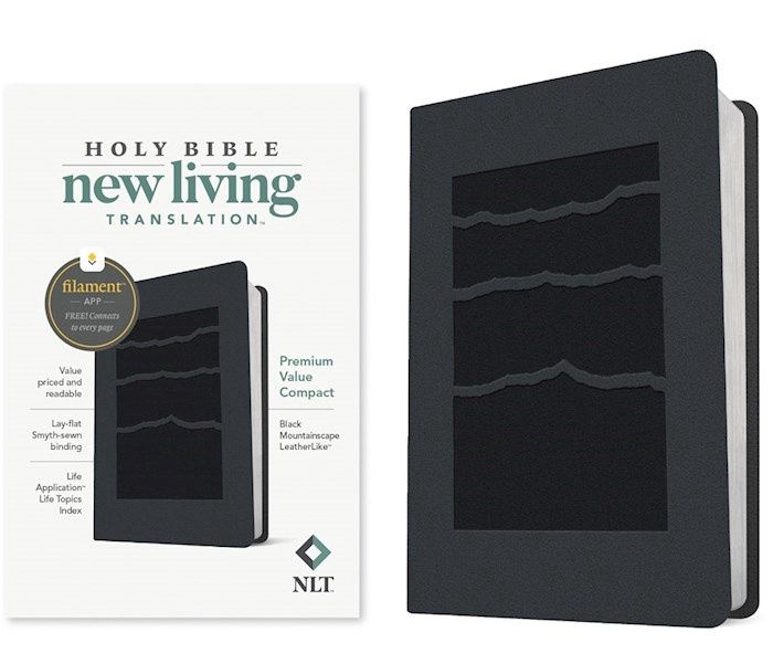 NLT PREMIUM FILAMENT COMPACT VALUE BIBLE BLACK MOUNTAIN SCAPE LEATHERLIKE