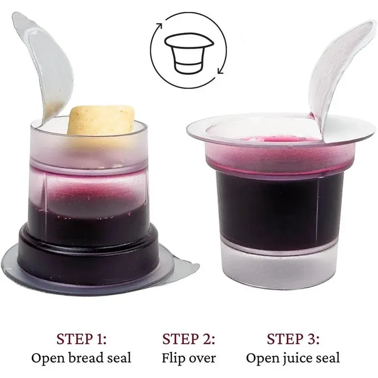 25 COUNT COMMUNION CUPS PREFILLED CONCORD JUICE AND BREAD