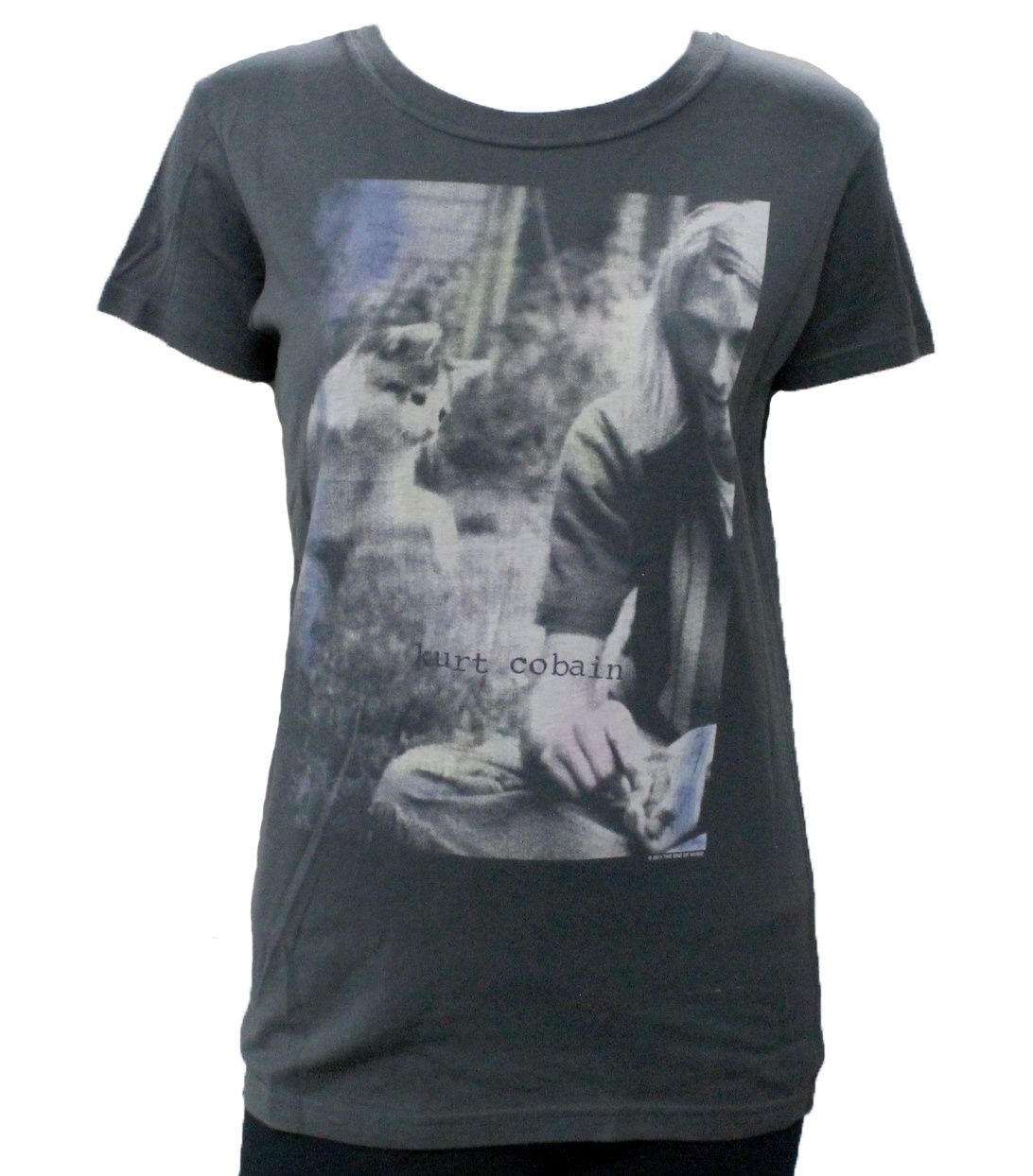 Nirvana Kurt Cobain Photo Distressed Women's-Grey