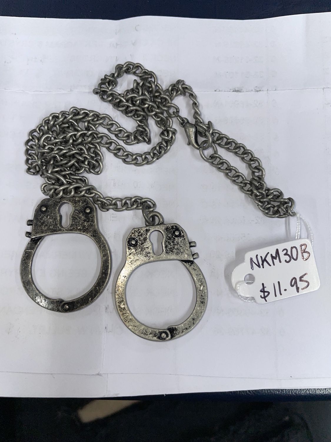 Burn Slv. Large Handcuffs Necklace