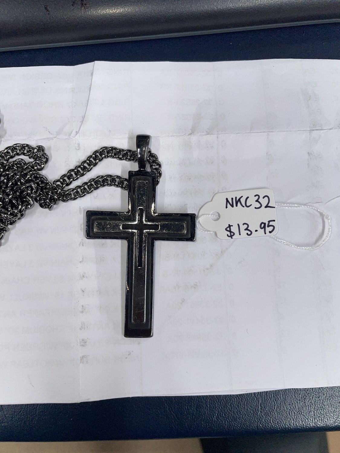 Hematite Dbl Cross Layers Necklace
