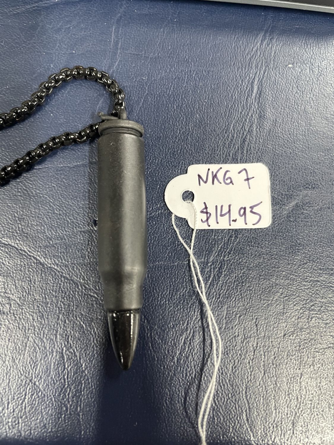 Matte Black Bullet w/ Shiny Blk Tip Necklace