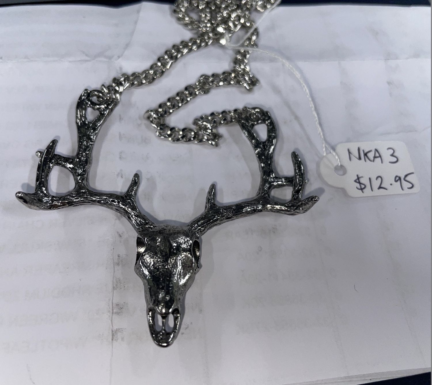 Silver Stag Head Necklace