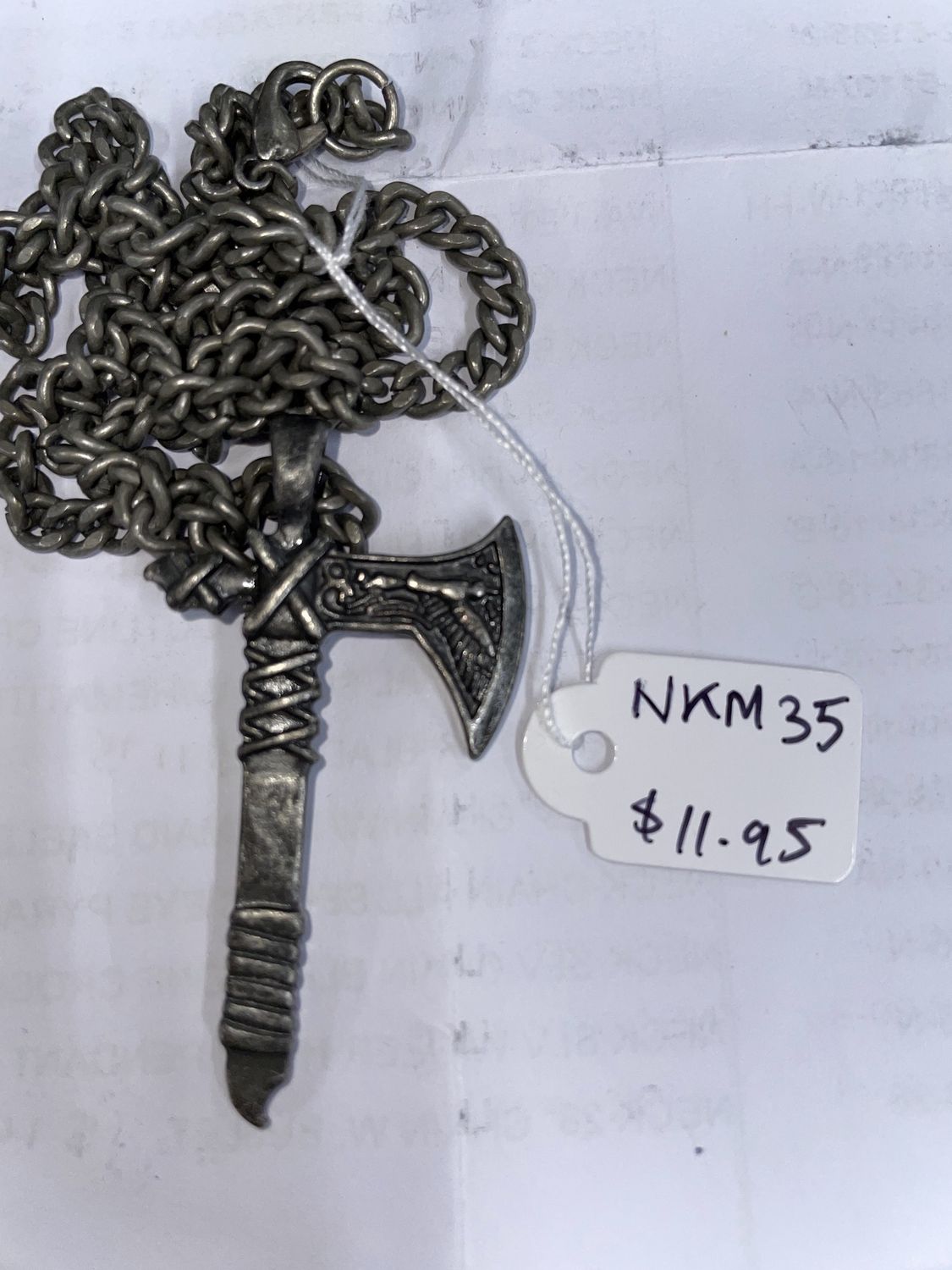 Burn Slv Viking Axe Necklace