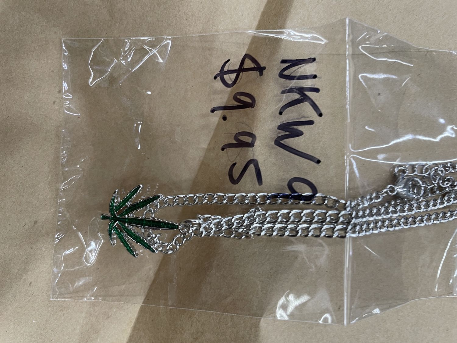Small Green Weed Pendant Necklace