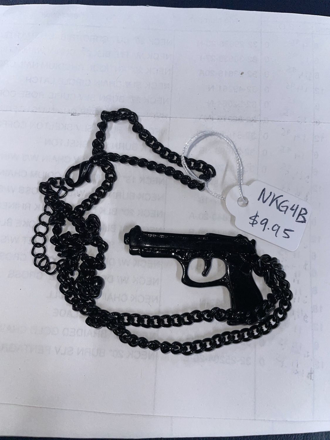 Shiny Black Pistol Necklace