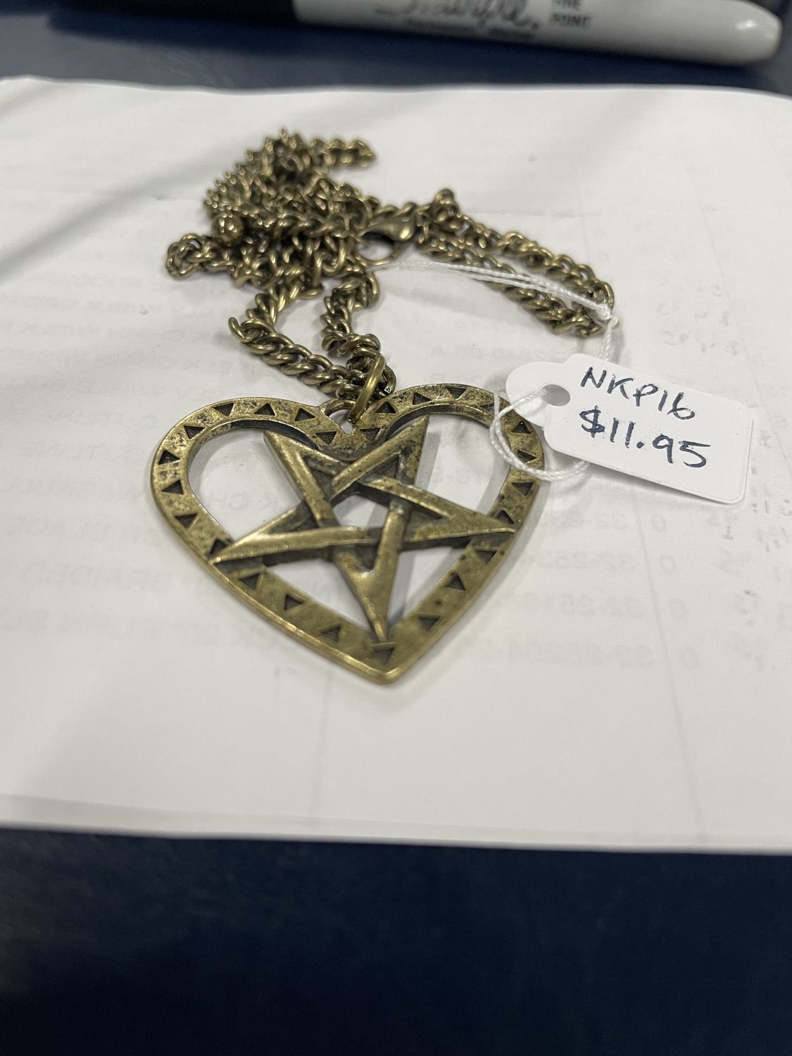 Golden Heart Pentagram Necklace