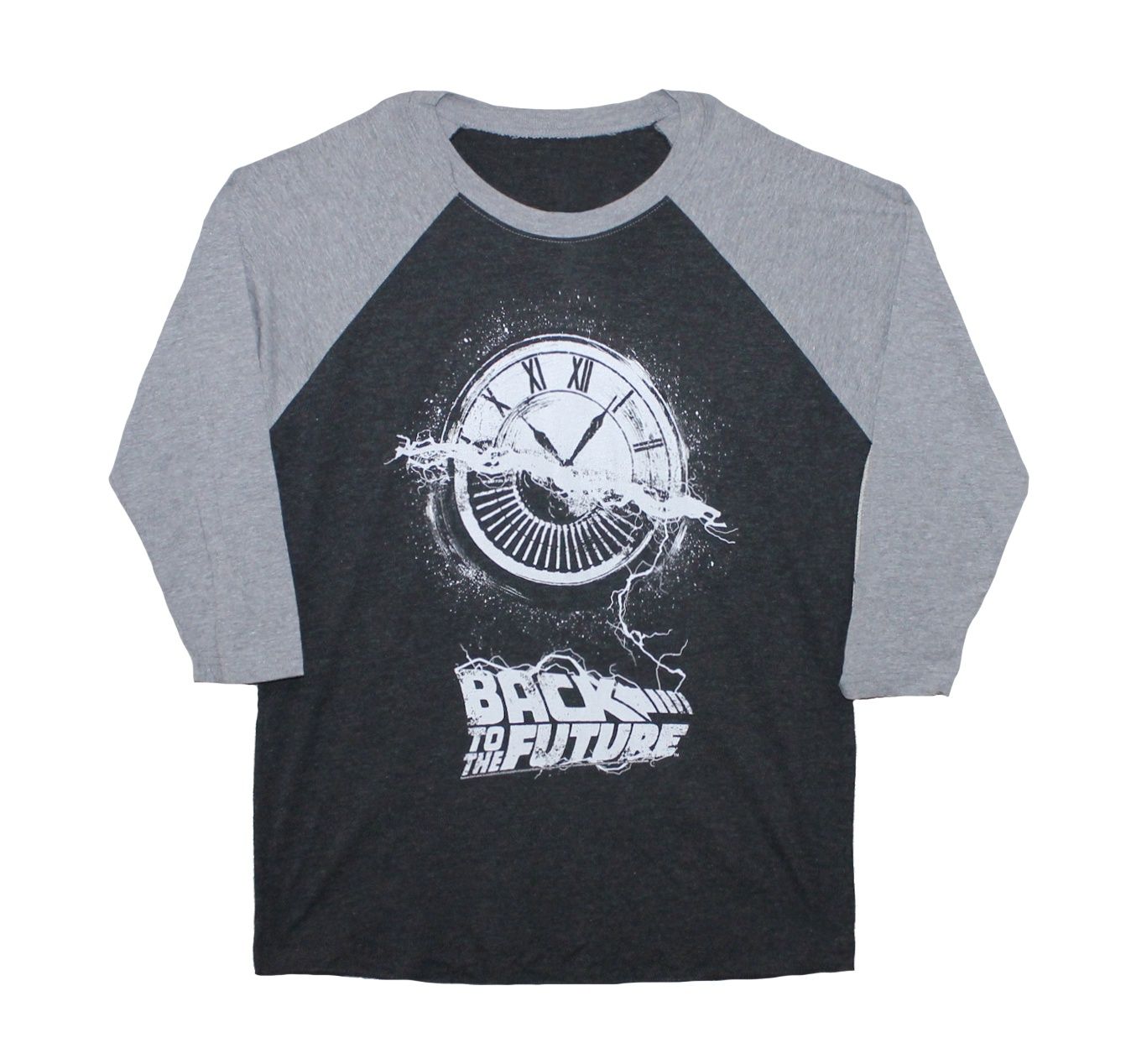 Back to the Future Clock Raglan - BLK W/HTHR GRY SLEEVES