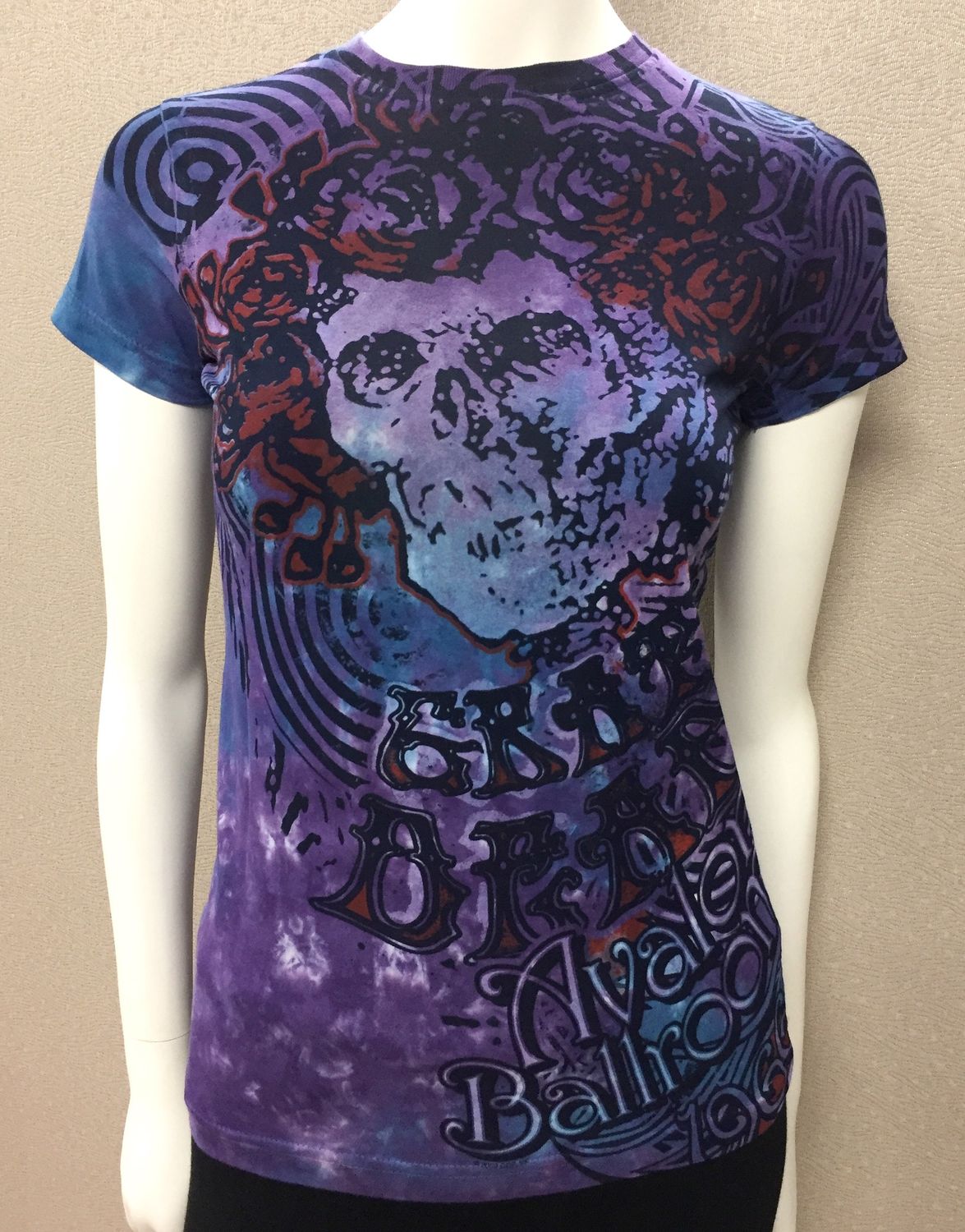 Grateful Dead Purpley Tye Dye With Skull &amp; Roses Womens
