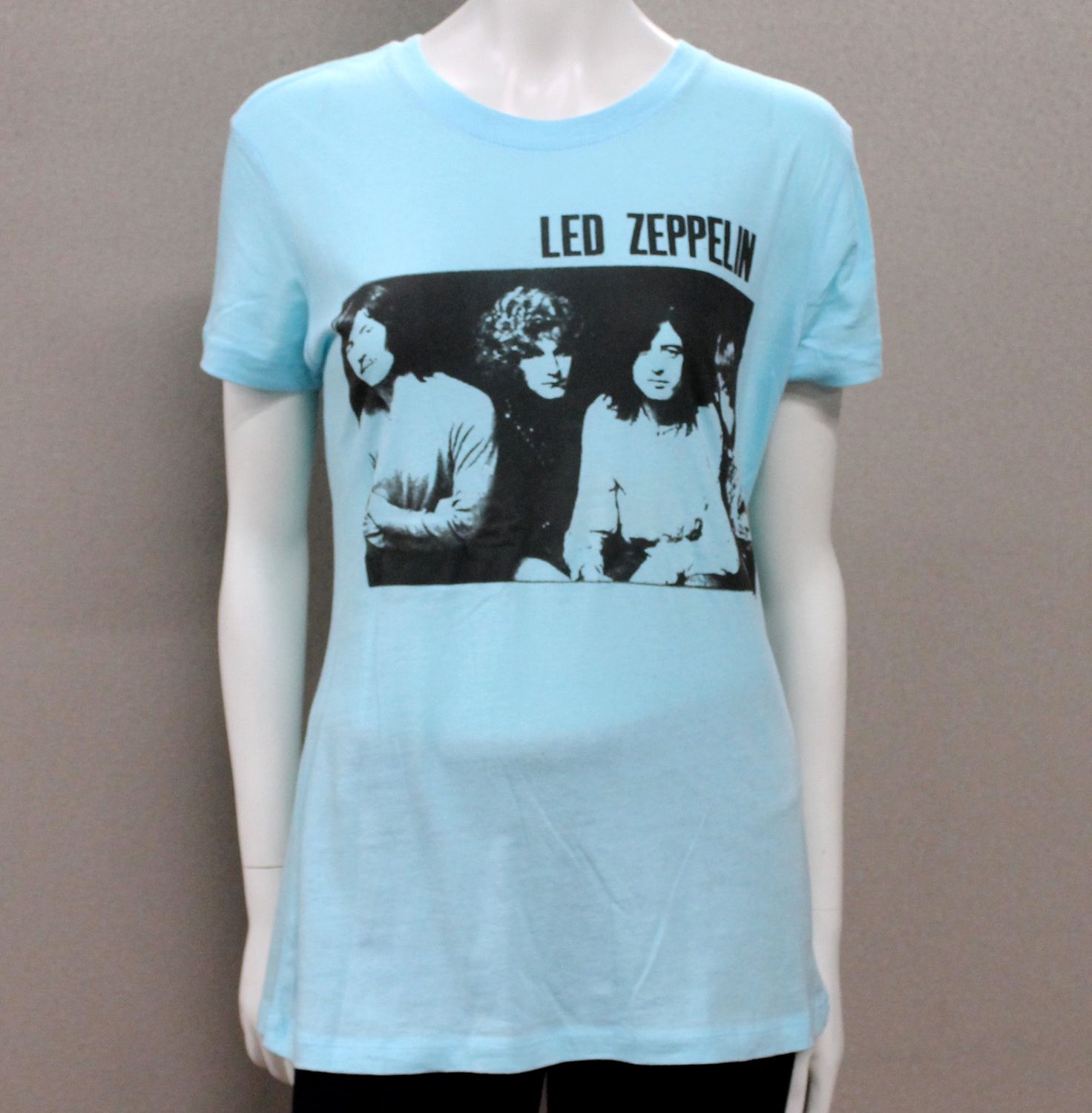 Led Zeppelin Light Blue Shirt Photo Womens
