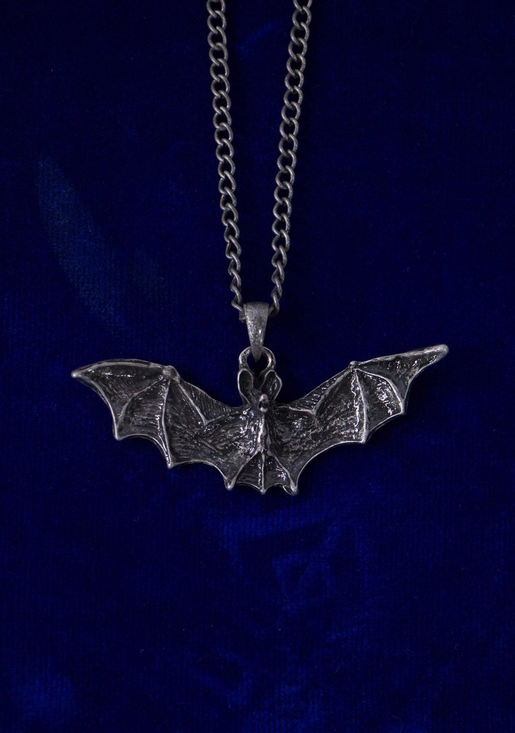 Burnish Silver Large Bat Necklace