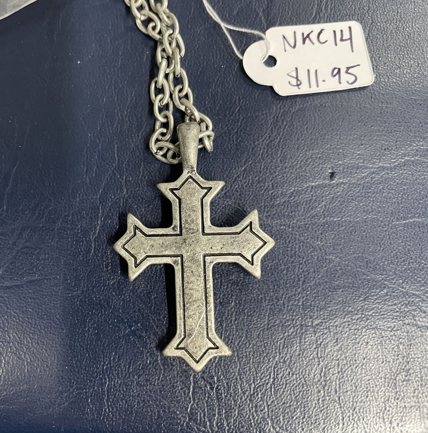 Gunmetal Double Outline Cross Necklace